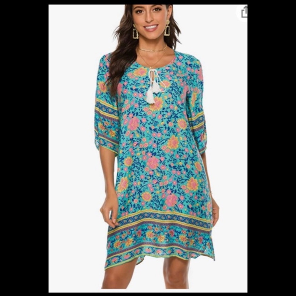 Floral Blue Midi Dress